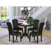 East West Furniture Dining Room Furniture Set- a Round Dining Table and Black Faux Leather Chairs, Black (Pieces Options)