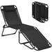 Patio Foldable Beach Lounge Chair with Pillow and 4-Level Backrest
