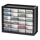 IRIS USA 24 Drawer Stackable Storage Cabinet for Hardware Crafts Black Small Brick Organizer Utility Chest Scrapbook Art Hobby Multiple Compartment