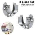 2 Pack Stainless Steel Closet Pole Sockets Heavy Duty Closet Rod End Supports U Shaped Flange Rod Holder with Screws for Wardrobe Bracket Shower Curtain Rod