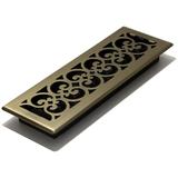 Decor Grates 4 x 14 Steel Plated Antique Brass Scroll Design Floor Register