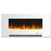 Cambridge 42 Wall Mounted Electric Fireplace with Realistic Multi-Color Flame and Crystal Rock Display | White Bezel Wall Fireplace with Remote Control and Adjustable Heat | Modern Home Heating