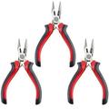 3 Pack Mini Long Nose Pliers with Serrated Jaws and Side Cutter Cushion Grip Handle 4.75 Inch Overall Length