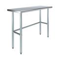 AmGood 48 Long x 18 Deep Stainless Steel Work Table Open Base | Work Station | Metal Work Bench