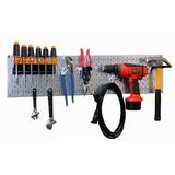 Metallic Pegboard Tool Rack Runner Kit - Galvanized Pegboard with Black Wall Control Accessories