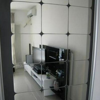 Must Have 6pcs 3d Square Shaped Mirror, Self Stick Mirror Wall Tiles
