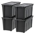 IRIS USA 31 Gallon Utility Totes with Easy-Grip Handles 4 Pack - Black Heavy-Duty Durable Stackable Storage Containers Large Garage Organizing Bins Moving Tubs Rugged Sturdy Camping Equipment