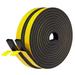 Fowong Adhesive Door Weather Stripping - 2 Rolls 1/2 Inch Wide X 1/4 Inch Thick Window Insulation High Density Foam Tape Neoprene Rubber Seal Strip 2 X 13 Ft Total 26 Feet