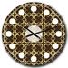 East Urban Home Floral Retro Pattern II - Mid-Century Modern wall clock Metal in Brown/Yellow | 29 H x 29 W in | Wayfair
