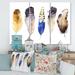East Urban Home Colorful Boho Feather Set I - 3 Piece Wrapped Canvas Painting Canvas in Blue | 28 H x 36 W x 1 D in | Wayfair