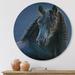 East Urban Home Frisian Horse Portrait - Farmhouse Metal Circle Wall Art Metal in Blue | 11 H x 11 W x 1 D in | Wayfair