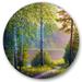 East Urban Home Subtle Evening Light Through The Trees I - Traditional Metal Circle Wall Art Metal in Green | 11 H x 11 W x 1 D in | Wayfair