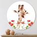 East Urban Home Portrait Of A Giraffe w/ Flowers II - Farmhouse Metal Circle Wall Art Metal | 11" H x 11" W x 1" D | Wayfair