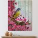 East Urban Home Little Yellow Bird Near The Nest w/ Flowers - Traditional Print On Natural Pine in Brown/Yellow | 30 H x 15 W x 0.78 D in | Wayfair