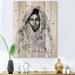 East Urban Home Monochrome Portrait Of Young Indian Woman I - Modern Print On Natural Pine Wood in Brown/Green | 20 H x 10 W x 0.78 D in | Wayfair