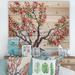 East Urban Home Red Flowers On The Blossoming Tree II - Traditional Print On Natural Pine Wood in Black | 25 H x 35 W x 0.78 D in | Wayfair