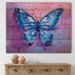 East Urban Home Vintage Blue Butterfly I - Modern Print On Natural Pine Wood in Blue/Brown | 10 H x 20 W x 0.78 D in | Wayfair