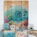 East Urban Home Turquoise Ocean Spiral w/ Coral Reef Fishes - Nautical & Coastal Print On Natural Pine Wood Metal in Brown/Green | Wayfair