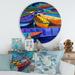 East Urban Home Boats Resting On The Water During Warm Sunset II - Nautical & Coastal Circle Wall Art in Blue | 29 H x 29 W x 1 D in | Wayfair