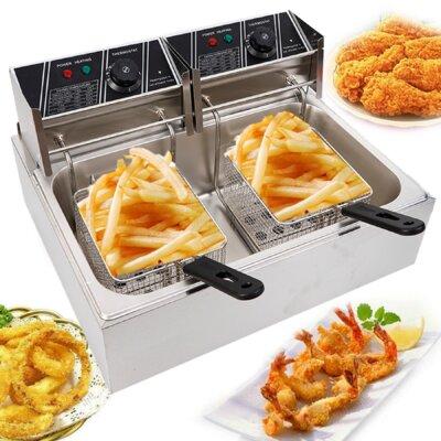 OUKANING 5000W Electric Deep Fryer 12.7QT Commercial Restaurant Fry Basket in Gray | 12.2 H x 17.3 W x 21.7 D in | Wayfair 11552