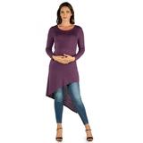 24seven Comfort Apparel Long Sleeve Knee Length Asymmetrical Maternity Tunic Top