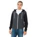 Unisex Poly-Cotton Fleece Full-Zip Hooded Sweatshirt - DRK GRY HTR/ BLK - XS