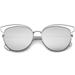 sunglassLA - Womens Fashion Open Metal Frame Mirrored Lens Cat Eye Sunglasses - 55mm