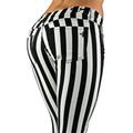 Black & White Striped 5 Pockets Classic Skinny Jeans