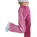 UKAP Women's Corduroy Pants Vintage Patchwork Wide Leg Trousers Pockets Casual Fit Straight Pants Streetwear