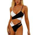 Avamo Women's Two Piece Bikini Set Color Block Swimsuit Swimwear Beachwear Bathing Suit Padded