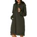 UKAP Ladies Casual Jumper Long Hooded Sweatshirt Tops Girls Midi Dress Long Sleeve Hoodies Tunic Dress Womens Pocket Pullover Drawstring Vintage Kaftan