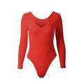 ZIYIXIN Women Sexy Knit Long Sleeve Short Romper Jumpsuit Stretch Bodysuit Leotard Top Blouse