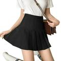 Women High Waisted Plain Pleated Skirt Skater Tennis School Uniforms A-line Mini Skirt Lining Shorts