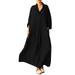 UKAP Solid Color T Shirt Dress for Women 3/4 Sleeve Plus Size Swing Dress Pockets Boho Beach Casual Long Maxi Dress Retro Kaftan Simple Wear