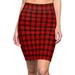 Red Plaid Skirt Red Skirts for Women Elegant Casual Red Pencil Skirt Red Skirt Stretch Waist Pencil Skirts