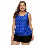 Women's Plus Size Swimwear Tankini Swimdress Two Piece Bathing Suit Tummy Control Swimsuitï¼ŒBlue