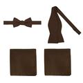 4 Piece Set: Jacob Alexander Men and Boys Woven Subtle Mini Squares Self-Tie Bow Tie Adjustable Pre-Tied Banded Bow Tie and Pocket Squares - Brown