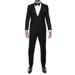 Ferrecci Men's Debonair Black Slim Fit Peak Collar Lapel 2 Piece Tuxedo Suit Set - Tux Blazer Jacket and Pants (40 Long)