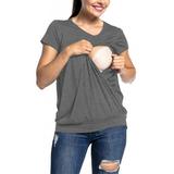 UKAP Women Pregnancy T Shirt Maternity Nursing Breastfeeding Short Sleeve Round Neck Tunic Top Short Sleeve Pajama Blouse Tee