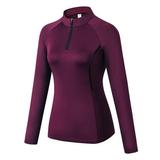 Women Autumn Zipper Long Sleeve Sports Fitness Running Training Quick-Drying Clothes Red 2XL