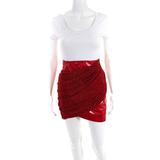 Sara Battaglia Womens Lurex Patent Leather Josephine Skirt Red Size European 40