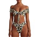 Egmy Womens Leopard Print Bandage Bikini Push-Up Pad Swimwear Swimsuit Beachwear Set