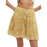 Avamo Womens Summer High Waist Ruffle Tiered Mini Skirt Floral Printed A-line Polka Dot Beach Cute Skirt Holiday Party Short Dress