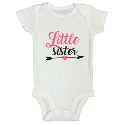 Funny Girls Kids Toddler Shirt - Cute Onesie â€œLittle Sisterâ€� Funny Threadz Kids 24 Months Short, White