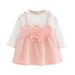 Baby Girls Fake Two-piece Bow Long-sleeved Newborn Casual Dress Outfits