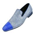 Amali Men's Textured and Metallic Saray Cap Toe Slip-On Smoking Loafer Royal Size 8.5