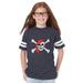 Youth Jolly Roger Skull & Crossbones Football Fine Jersey T-Shirt