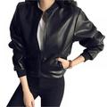 Women's PU Leather Zipper Slim Moto Biker Jacket