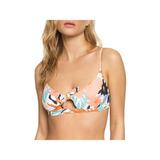 Roxy Womens Juniors Swim The Sea Floral Cut-Out Bikini Swim Top