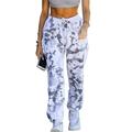 Casual Loose Cargo Trouser Sweatpants For Women Drawstring High Waist Harem Trousers Winter Tie Dye Hip Hop Trousers Pants